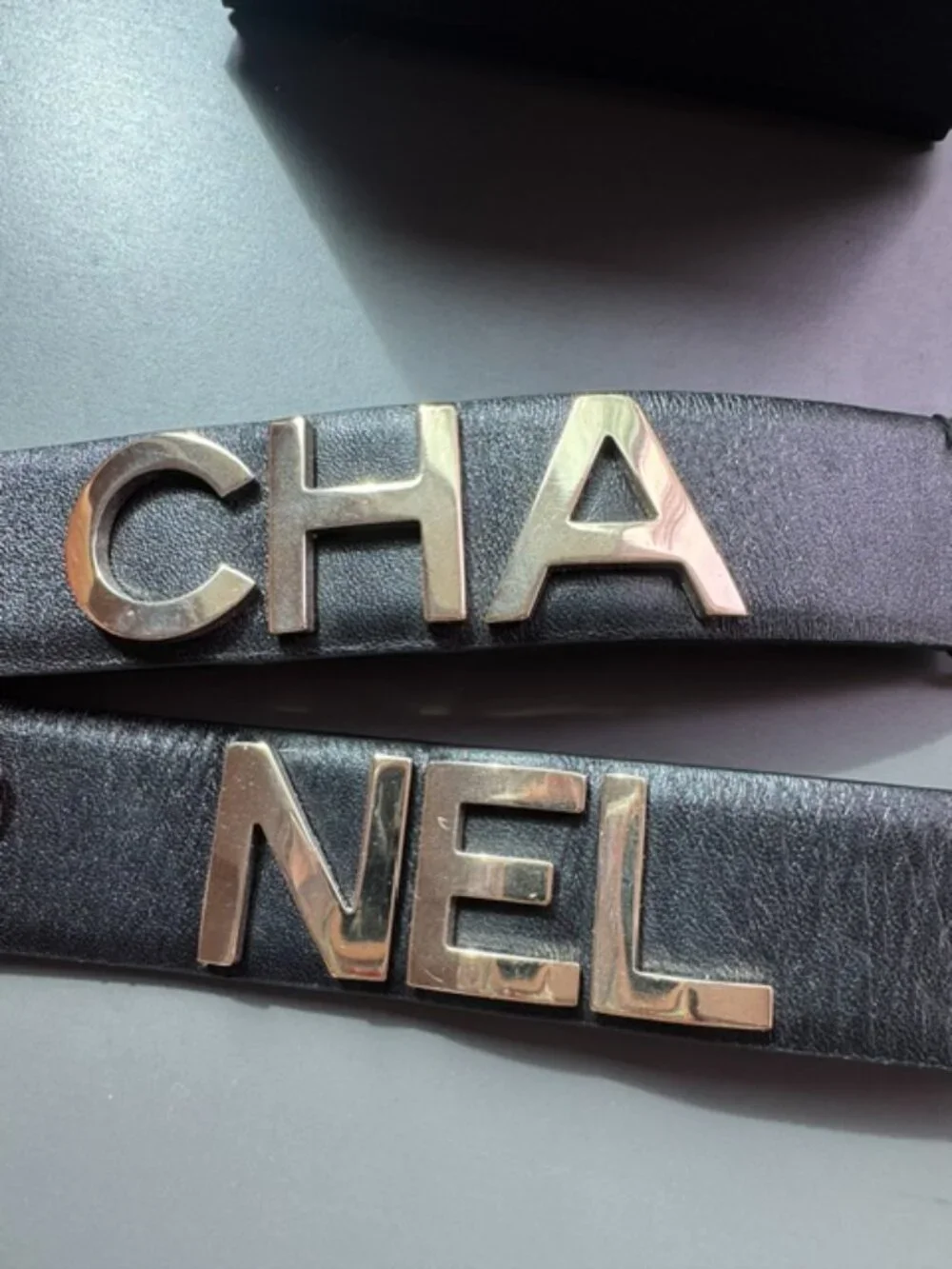 CHANEL Spring 2019 Runway Black Calfskin Leather Cuff Bracelet Set w/ box